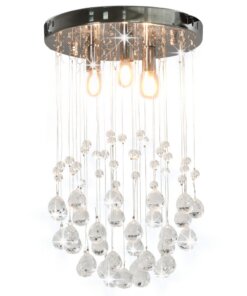 vidaXL Plafondlamp met kristallen kralen rond 3xG9 zilverkleurig