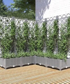 vidaXL Plantenbak met latwerk 120x120x121