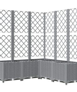 vidaXL Plantenbak met latwerk 120x120x136 cm polypropeen lichtgrijs