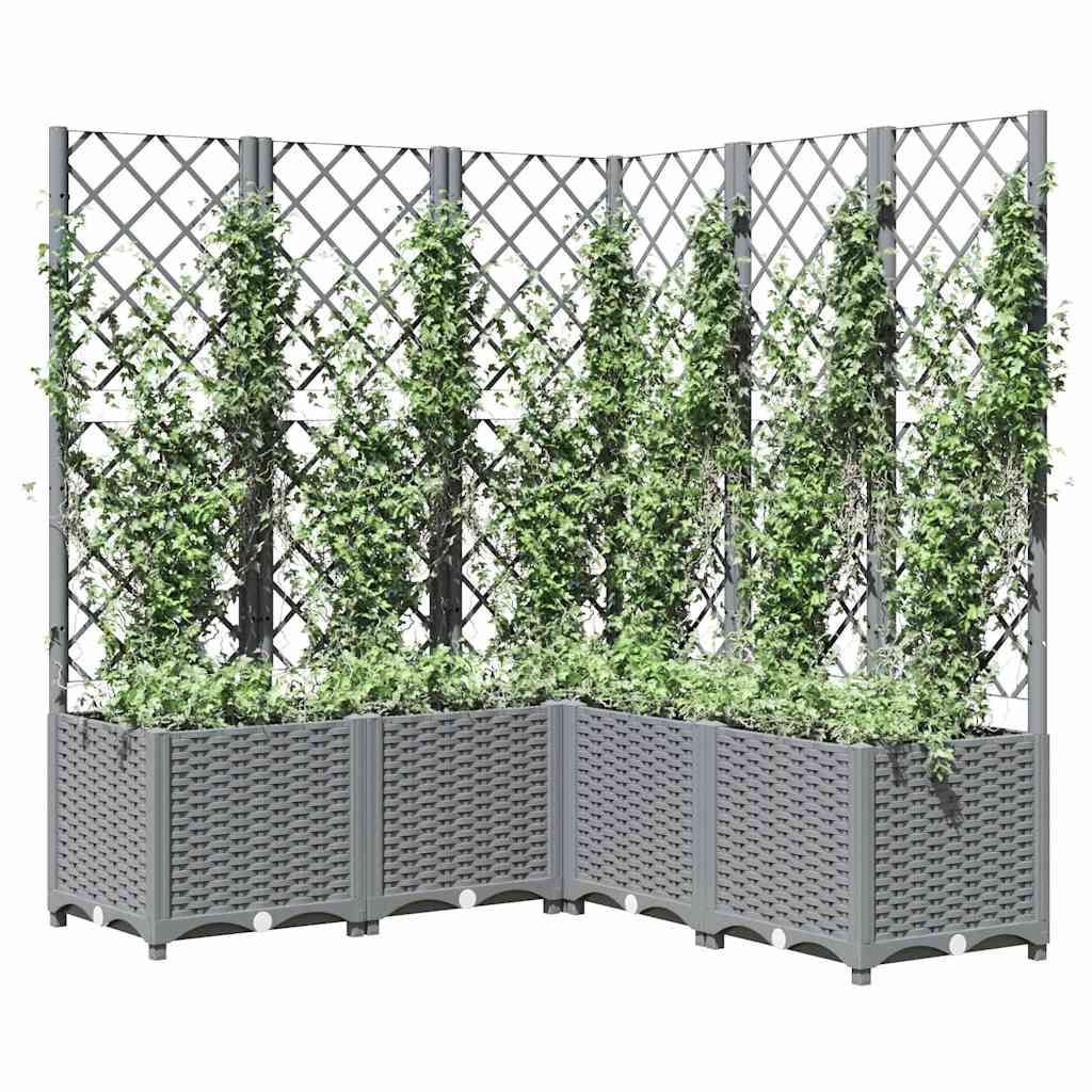 vidaXL Plantenbak met latwerk 120x120x136 cm polypropeen lichtgrijs - Image 3
