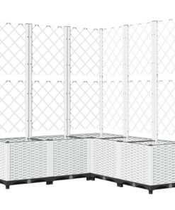 vidaXL Plantenbak met latwerk 120x120x136 cm polypropeen wit