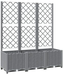vidaXL Plantenbak met latwerk 120x40x136 cm polypropeen lichtgrijs