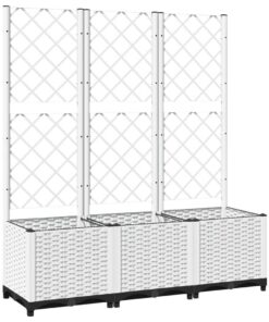 vidaXL Plantenbak met latwerk 120x40x136 cm polypropeen wit