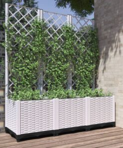 vidaXL Plantenbak met latwerk 120x40x136 cm polypropeen wit