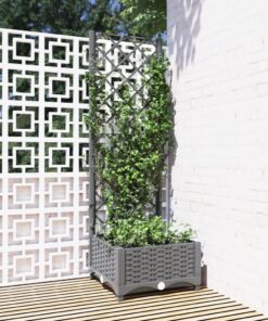 vidaXL Plantenbak met latwerk 40x40x121