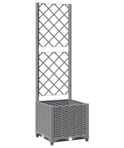 vidaXL Plantenbak met latwerk 40x40x136 cm polypropeen lichtgrijs