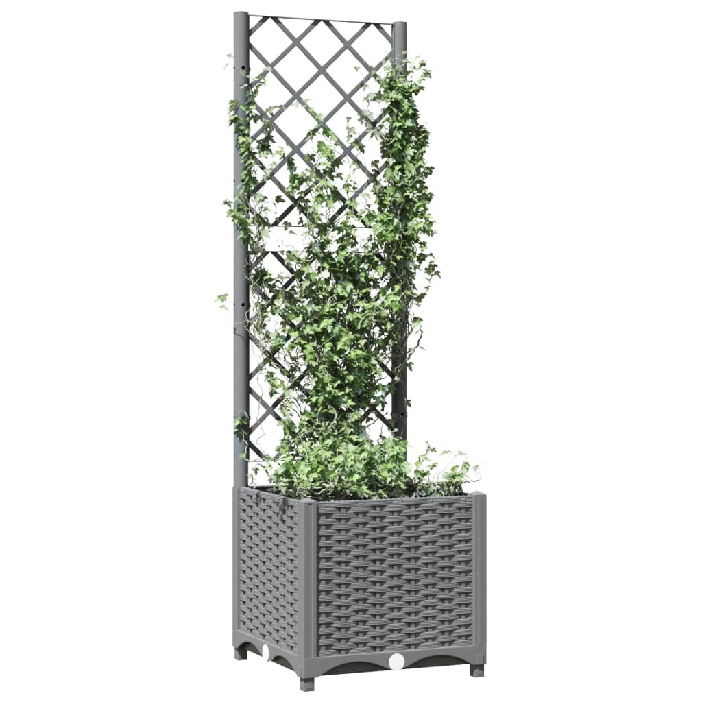 vidaXL Plantenbak met latwerk 40x40x136 cm polypropeen lichtgrijs - Image 3