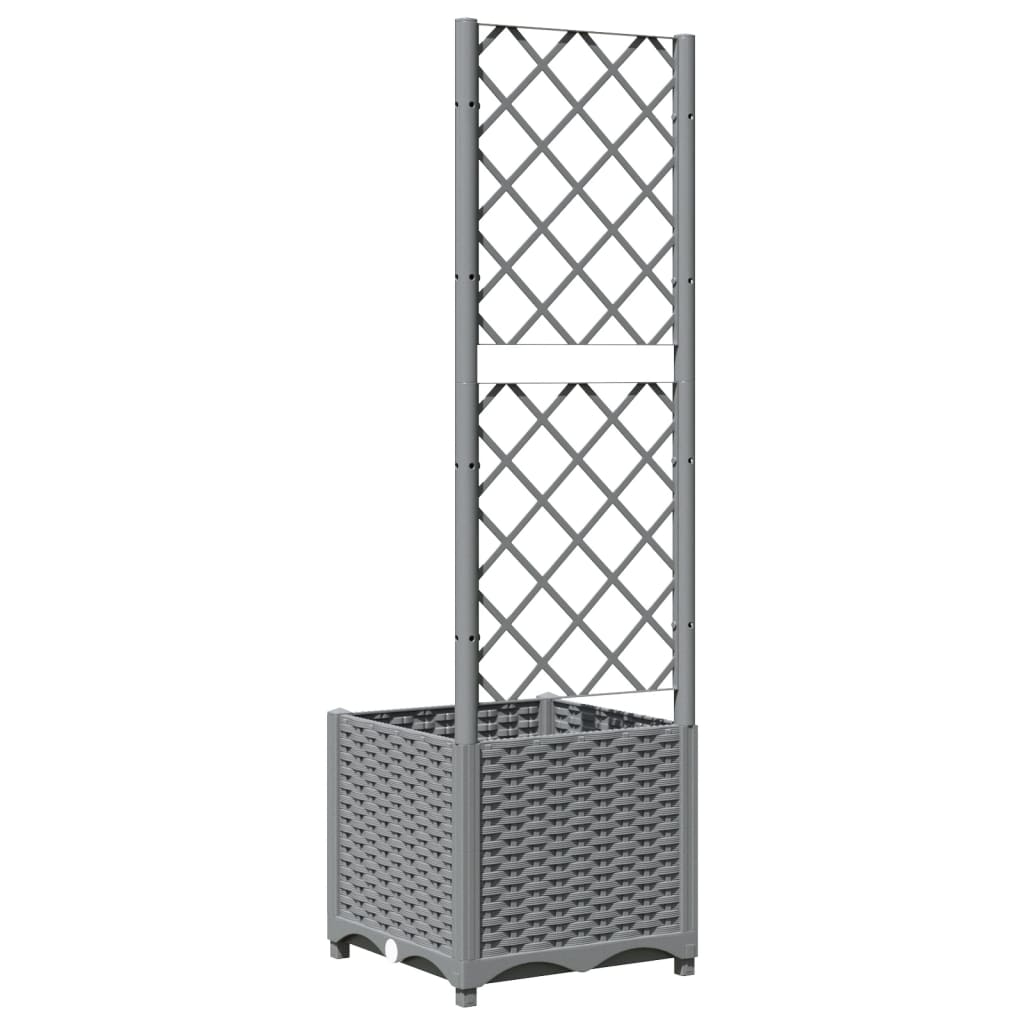 vidaXL Plantenbak met latwerk 40x40x136 cm polypropeen lichtgrijs - Image 6