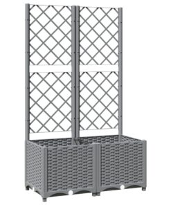 vidaXL Plantenbak met latwerk 80x40x136 cm polypropeen lichtgrijs