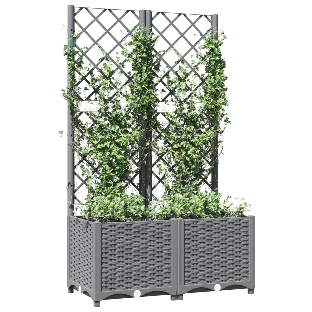 vidaXL Plantenbak met latwerk 80x40x136 cm polypropeen lichtgrijs - Image 3