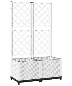 vidaXL Plantenbak met latwerk 80x40x136 cm polypropeen wit