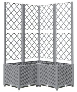 vidaXL Plantenbak met latwerk 80x80x136 cm polypropeen lichtgrijs