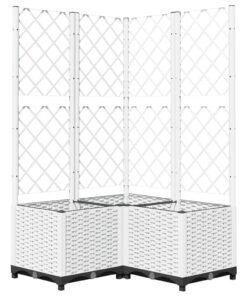 vidaXL Plantenbak met latwerk 80x80x136 cm polypropeen wit