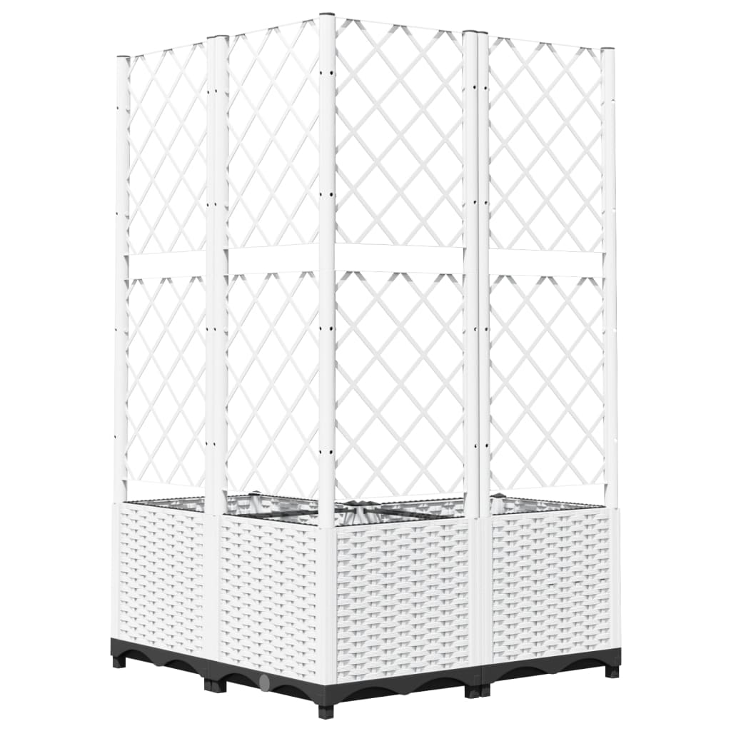 vidaXL Plantenbak met latwerk 80x80x136 cm polypropeen wit - Afbeelding 6