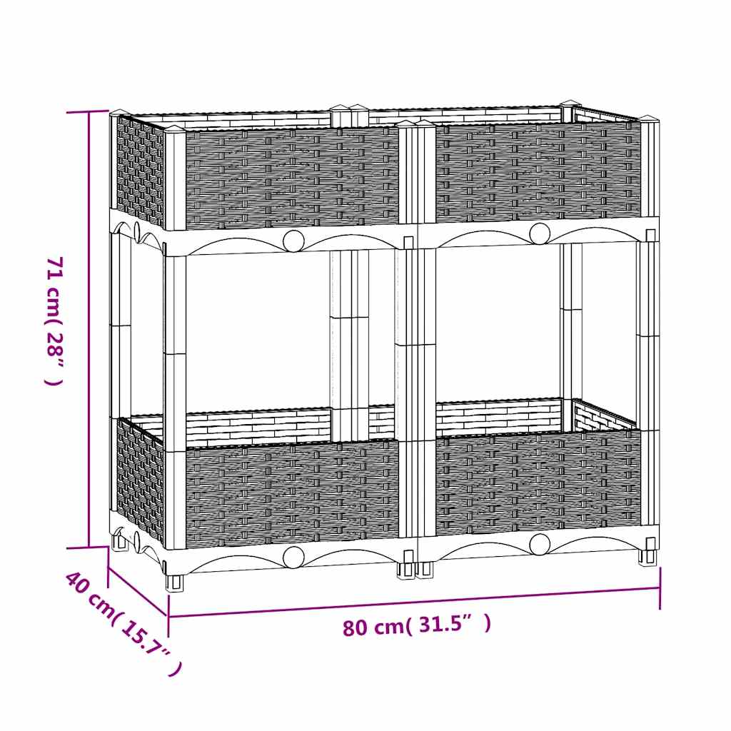 vidaXL Plantenbak verhoogd 80x40x71 cm polypropeen - Afbeelding 7