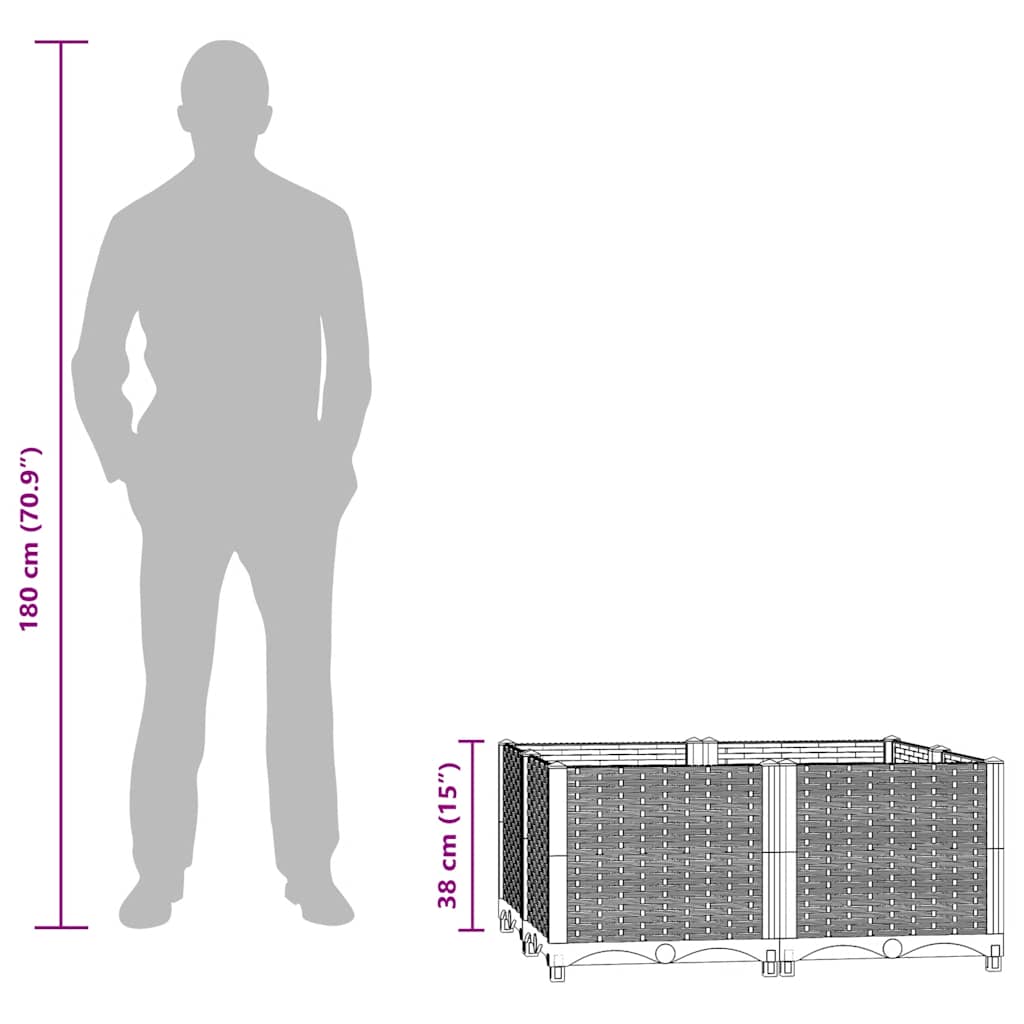 vidaXL Plantenbak verhoogd 80x80x38 cm polypropyleen - Afbeelding 7