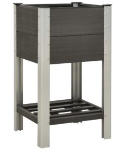 vidaXL Plantenbak verhoogd met schap 50x50x90 cm HKC grijs