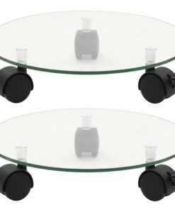 vidaXL Plantenrollers rond 28 cm gehard glas 2 st
