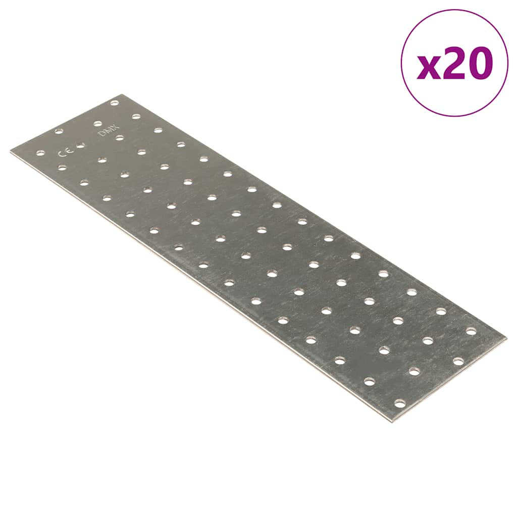 vidaXL Platen geperforeerd 20 st 2 mm 300x80 mm gegalvaniseerd staal