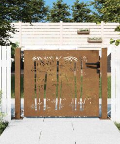 vidaXL Poort 100x100 cm bamboe-ontwerp cortenstaal