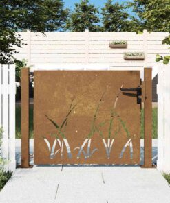 vidaXL Poort 100x100 cm grasontwerp cortenstaal