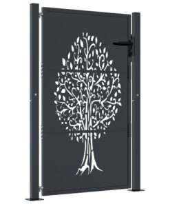 vidaXL Poort 100x125 cm met boomontwerp staal antracietkleurig