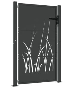 vidaXL Poort 100x125 cm met grasontwerp staal antracietkleurig
