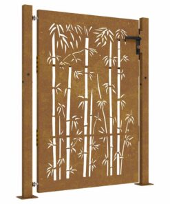 vidaXL Poort 100x150 cm bamboe-ontwerp cortenstaal