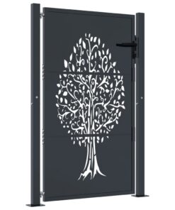 vidaXL Poort 100x150 cm met boomontwerp staal antracietkleurig