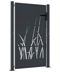 vidaXL Poort 100x150 cm met grasontwerp staal antracietkleurig