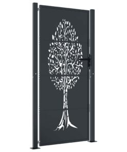vidaXL Poort 100x175 cm met boomontwerp staal antracietkleurig