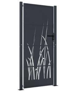 vidaXL Poort 100x175 cm met grasontwerp staal antracietkleurig