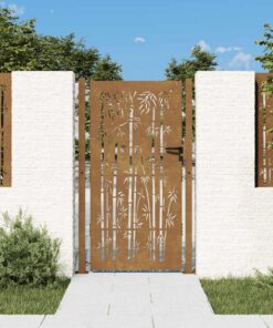 vidaXL Poort 100x200 cm bamboe-ontwerp cortenstaal