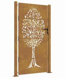 vidaXL Poort 100x200 cm cortenstaal boom ontwerp