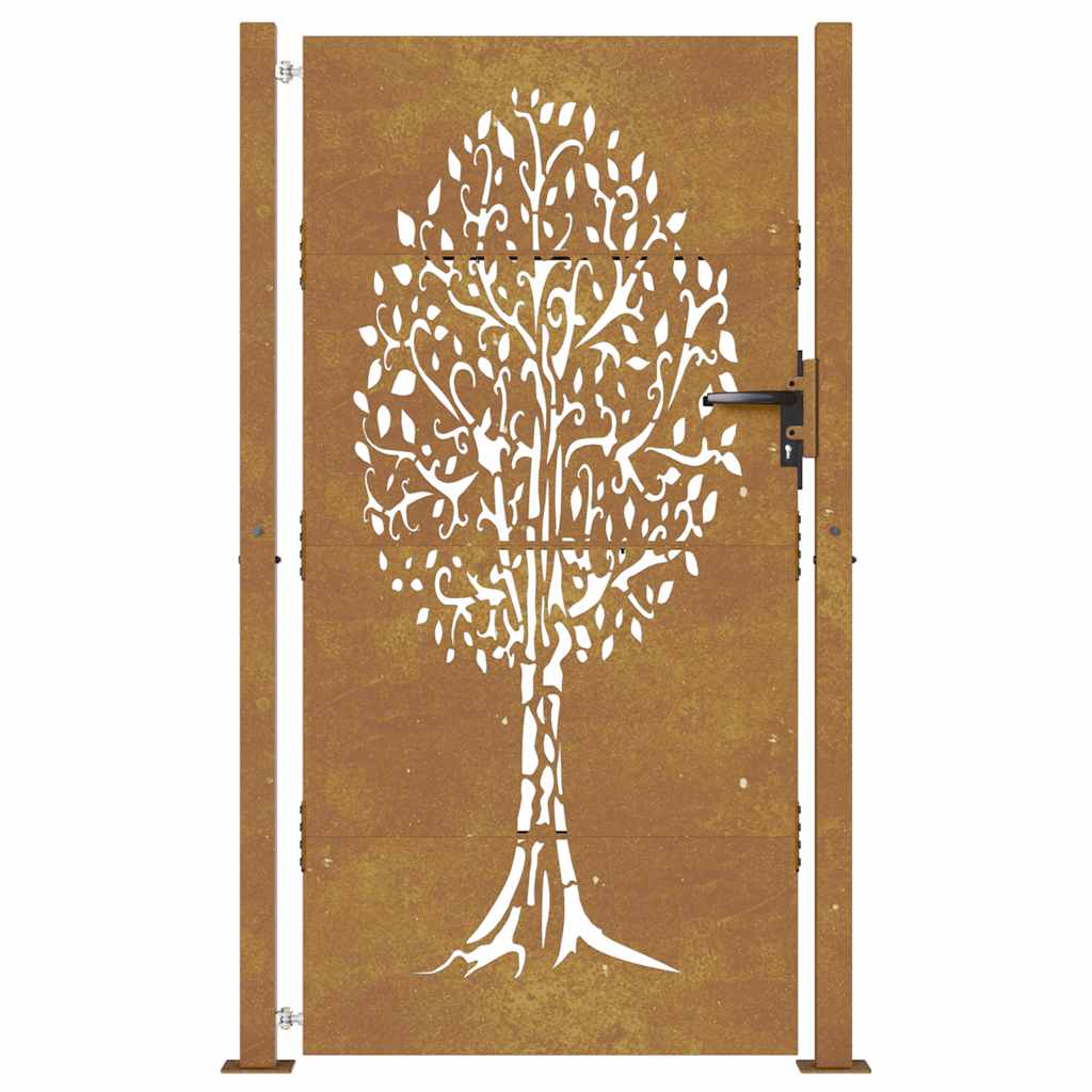 vidaXL Poort 100x200 cm cortenstaal boom ontwerp - Image 5