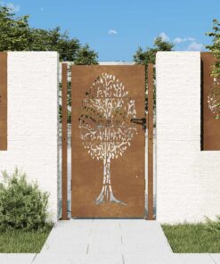 vidaXL Poort 100x200 cm cortenstaal boom ontwerp