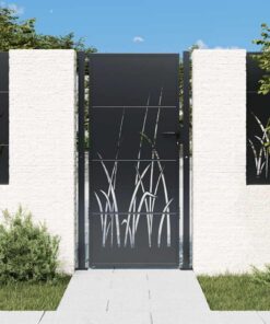 vidaXL Poort 100x200 cm met grasontwerp staal antracietkleurig
