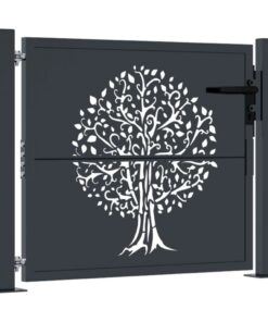 vidaXL Poort 100x75 cm met boomontwerp staal antracietkleurig