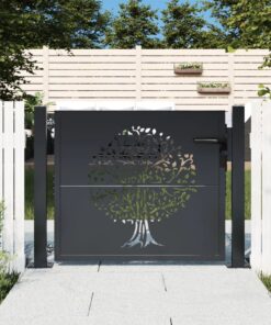 vidaXL Poort 100x75 cm met boomontwerp staal antracietkleurig