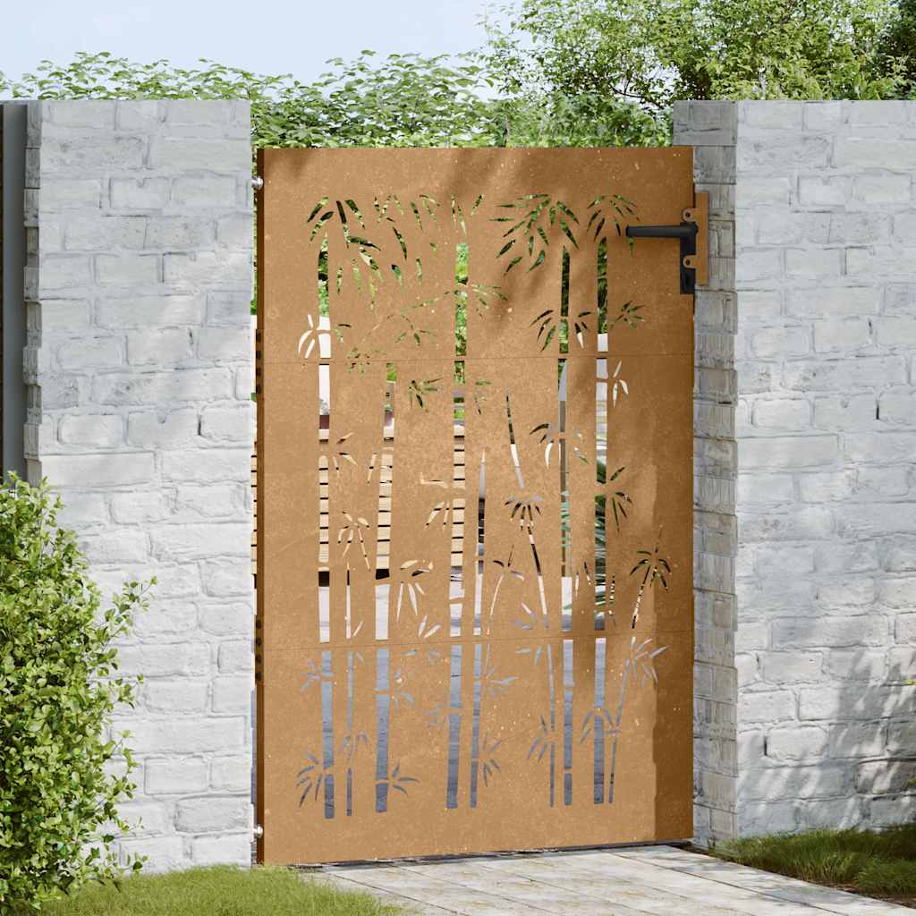 vidaXL Poort 85x125 cm bamboe-ontwerp cortenstaal - Afbeelding 3