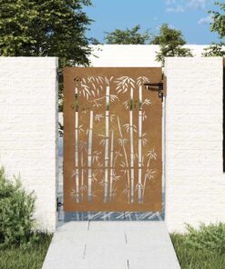 vidaXL Poort 85x125 cm bamboe-ontwerp cortenstaal