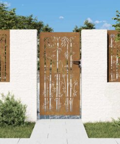 vidaXL Poort 85x200 cm bamboe-ontwerp cortenstaal