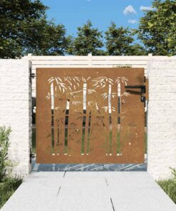 vidaXL Poort 85x75 cm bamboe-ontwerp cortenstaal