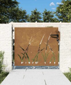 vidaXL Poort 85x75 cm grasontwerp cortenstaal