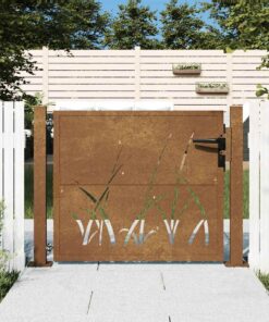 vidaXL Poort grasontwerp 100x75 cm cortenstaal