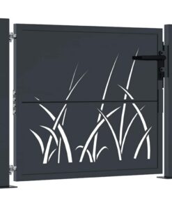 vidaXL Poort met grasontwerp 100x75 cm staal antracietkleurig