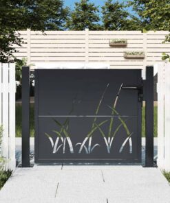 vidaXL Poort met grasontwerp 100x75 cm staal antracietkleurig