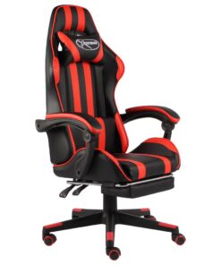 vidaXL Racestoel met voetensteun kunstleer zwart en rood