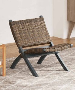 vidaXL Relaxstoel natuurlijk kubu rattan en massief mahoniehout grijs