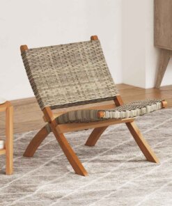 vidaXL Relaxstoel natuurlijk kubu rattan en massief mahoniehout